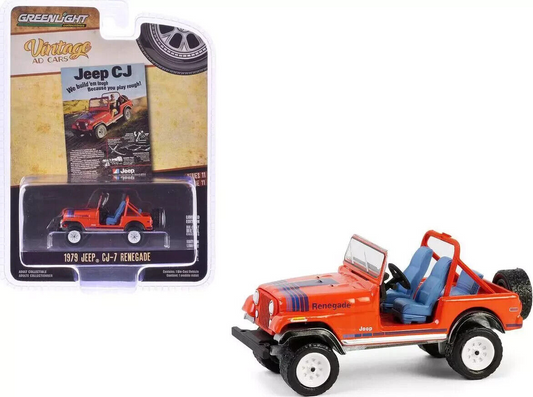 1:64 Greenlight 1979 Jeep CJ-7 Renegade rot Vintage AD Cars Series 11