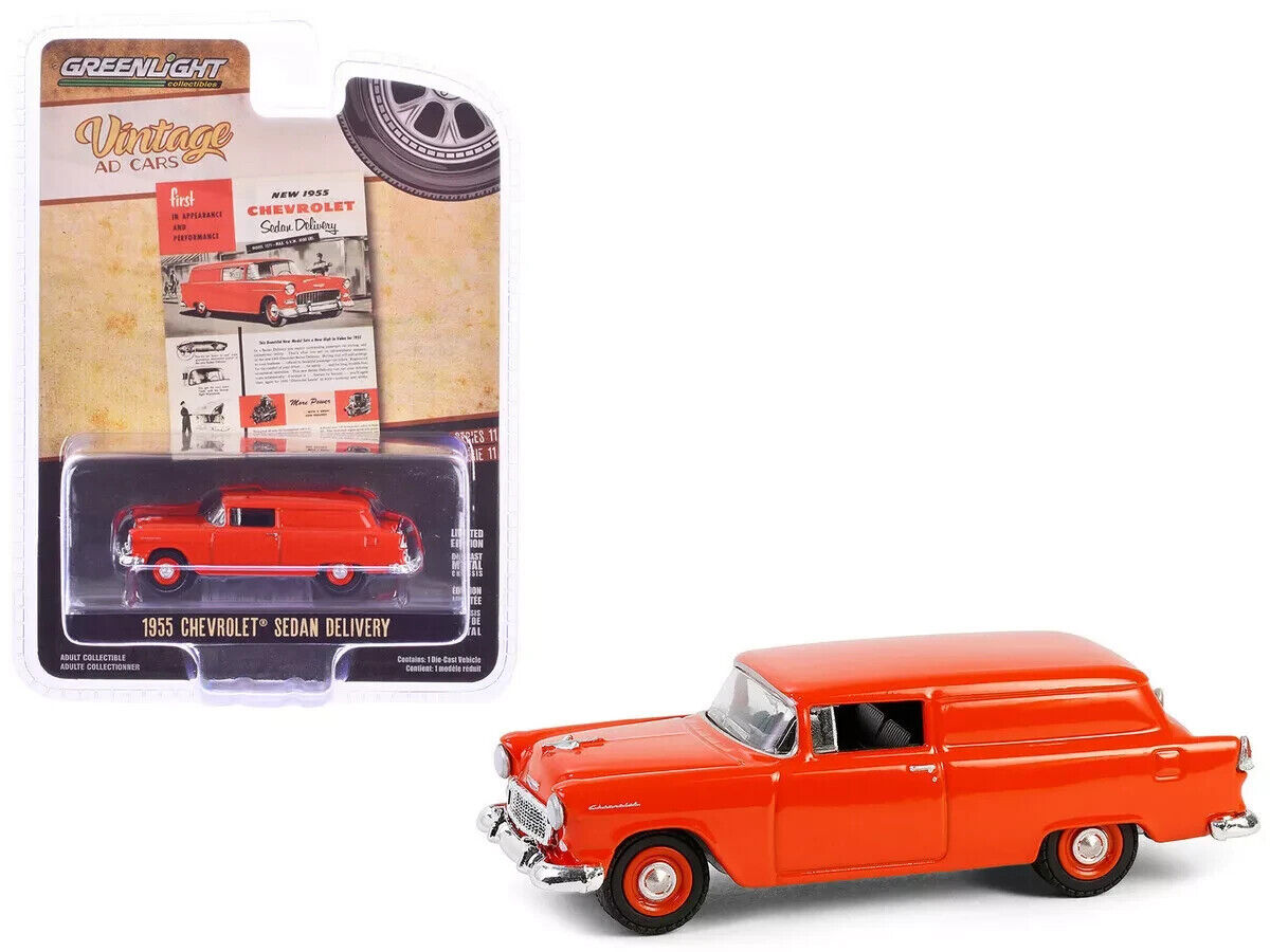 1:64 Greenlight 1955 Chevrolet Sedan Nomad Delivery rot Vintage AD Cars Series 11