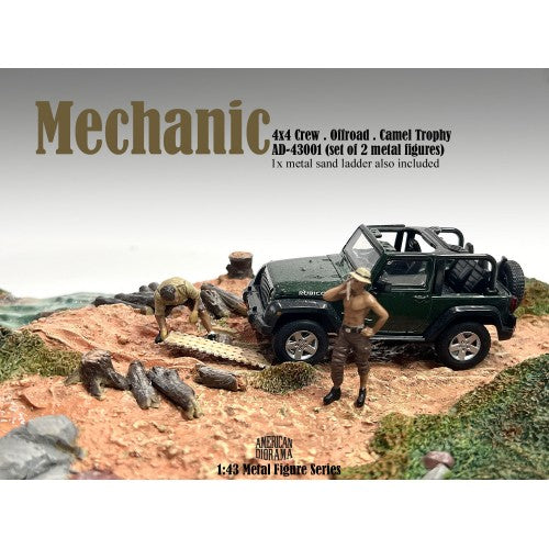 1:43 Figur Mechanic Crew 4x4 Offroad Camel Trophy Set 1 3pcs. American Diorama