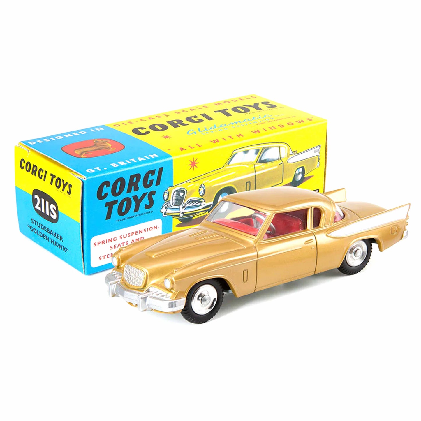 1:49 Corgi Toys Studebaker Golden Hawk metallicgold Nr. 211S Repro