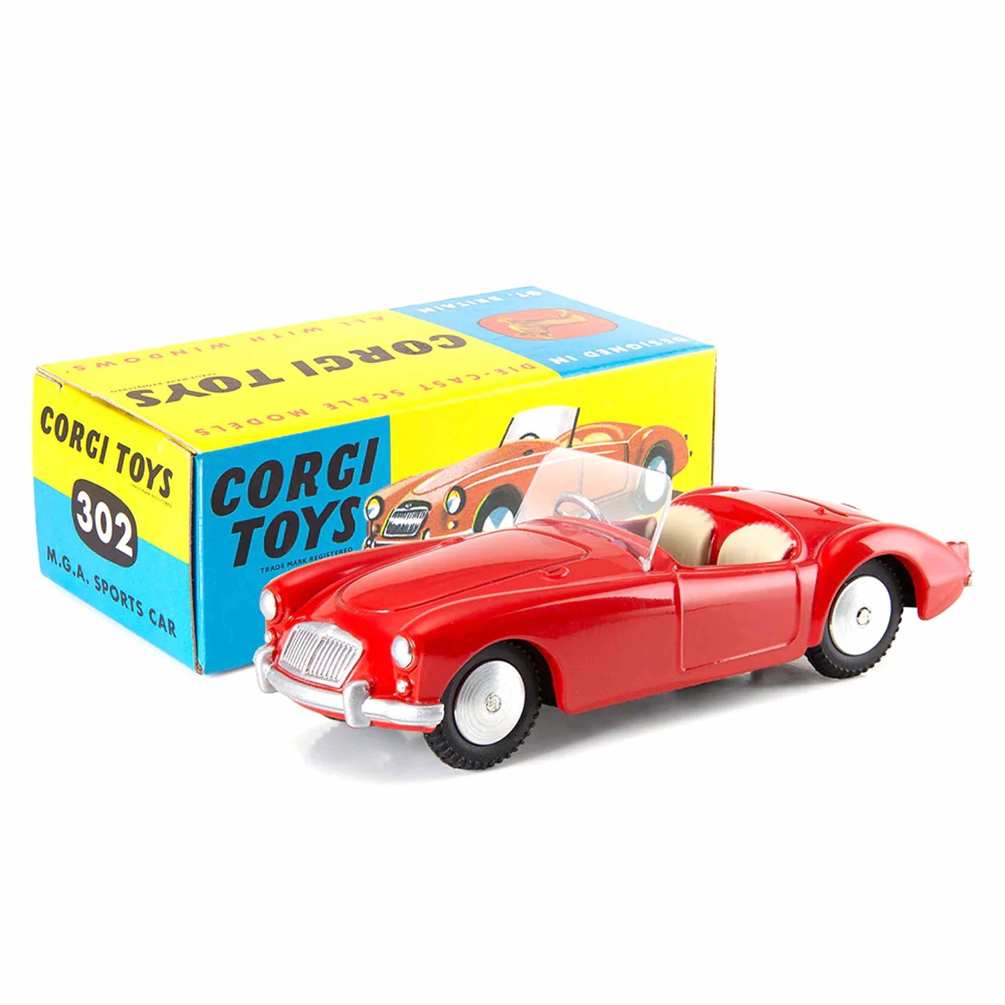 1:45 Corgi Toys MGA Sports Car Cabrio rot - Nr. 302 Repro