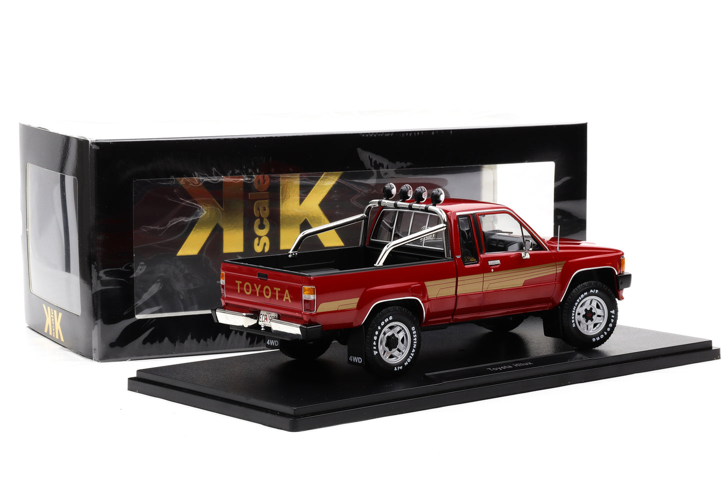 1:18 Toyota Hilux SR5 Truck Xtra Cab 4x4 1985 rot Decor gold KK Scale
