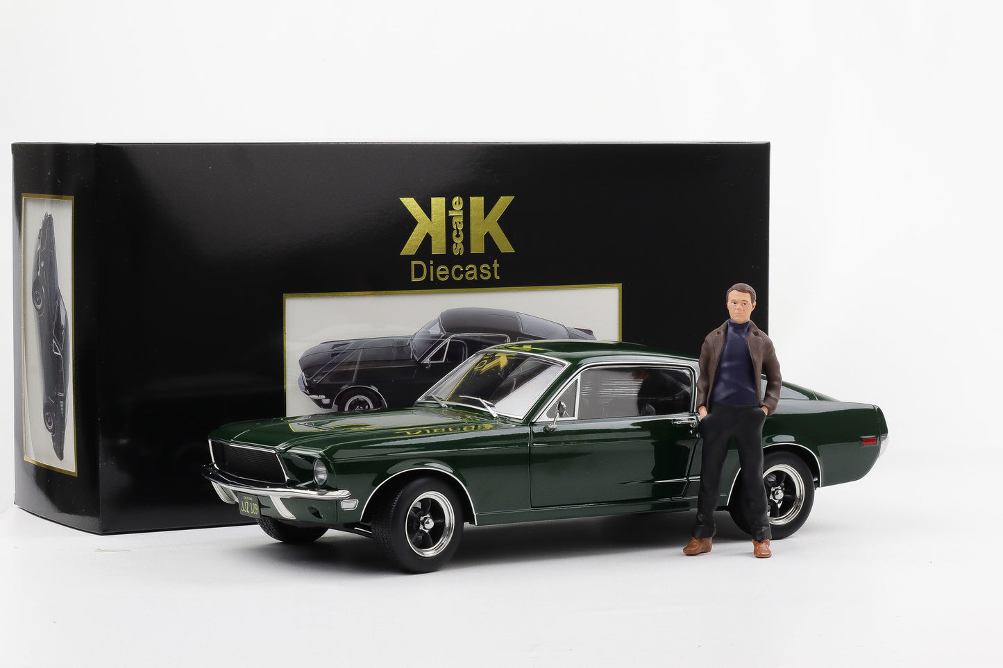 1:12 KK Scale Ford Mustang GT Fastback Bullitt 1968 mit Figur green Moviecar