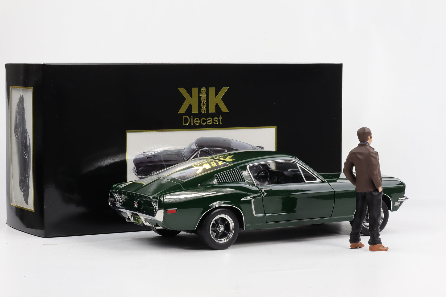 1:12 KK Scale Ford Mustang GT Fastback Bullitt 1968 mit Figur green Moviecar