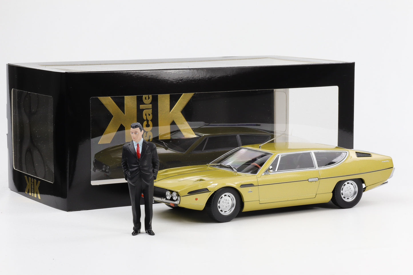 1:18 KK-Scale Lamborghini Espada S2 Coupe 1970 V12 goldmetallic + Figur Ferruccio