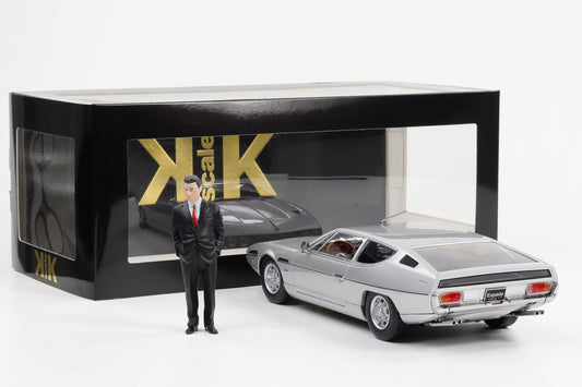 1:18 KK-Scale Lamborghini Espada S2 1970 V12 Bertone silber + Figur Ferruccio