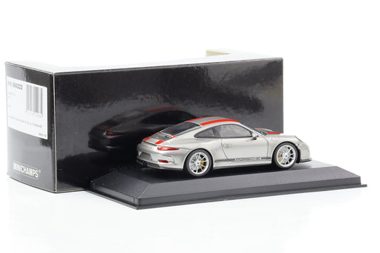 1:43 Porsche 911 991 R silber mit roten Streifen Minichamps