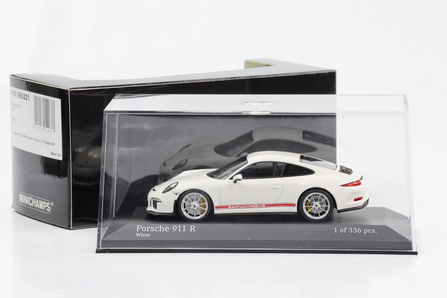 1:43 Porsche 911 991 R white font red Minichamps