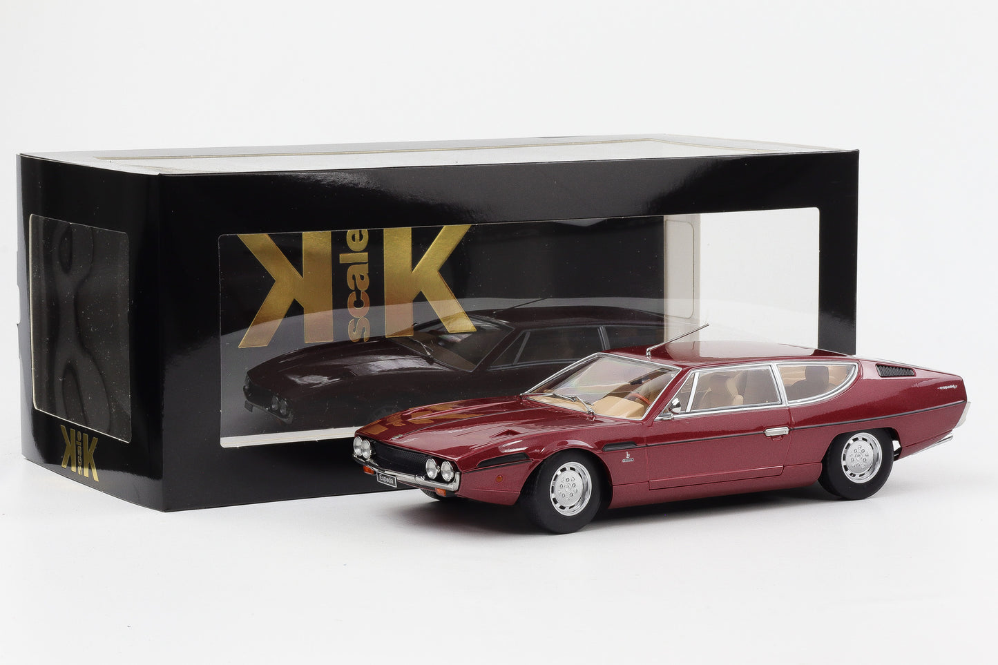 1:18 KK-Scale Lamborghini Espada S2 Coupe 1970 V12 redmetallic mit Figur Ferruccio