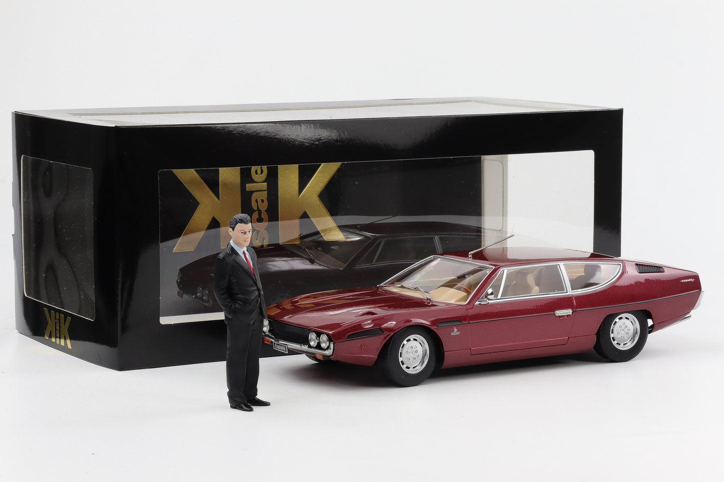 1:18 KK-Scale Lamborghini Espada S2 Coupe 1970 V12 redmetallic mit Figur Ferruccio