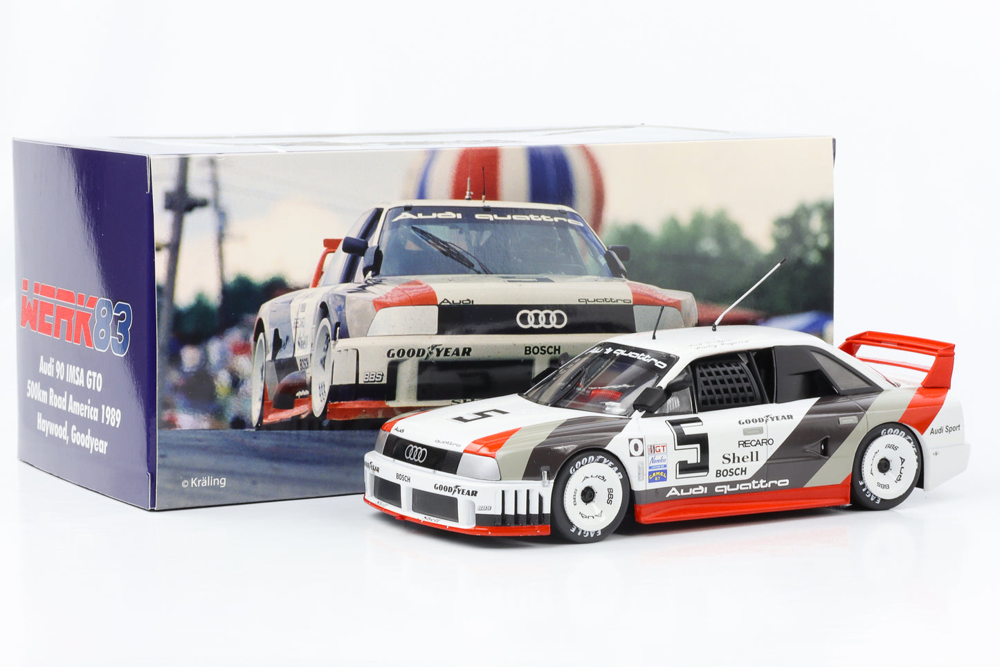 1:18 Audi 90 IMSA GTO #5 500km Road America IMSA 1989 Haywood Goodyear Werk83