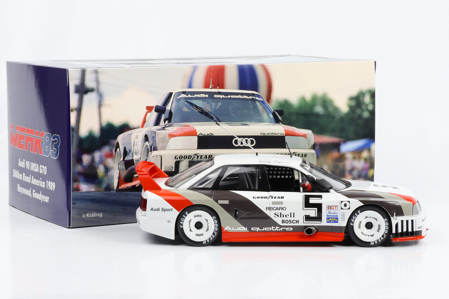 1:18 Audi 90 IMSA GTO #5 500km Road America IMSA 1989 Haywood Goodyear Werk83