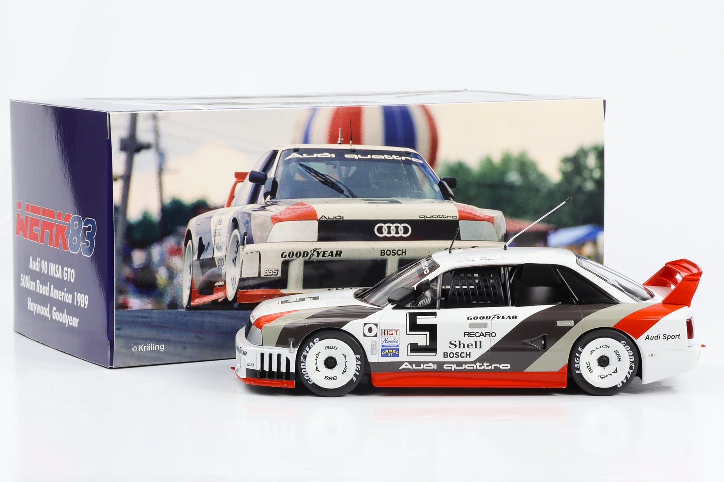1:18 Audi 90 IMSA GTO #5 500km Road America IMSA 1989 Haywood Goodyear Werk83