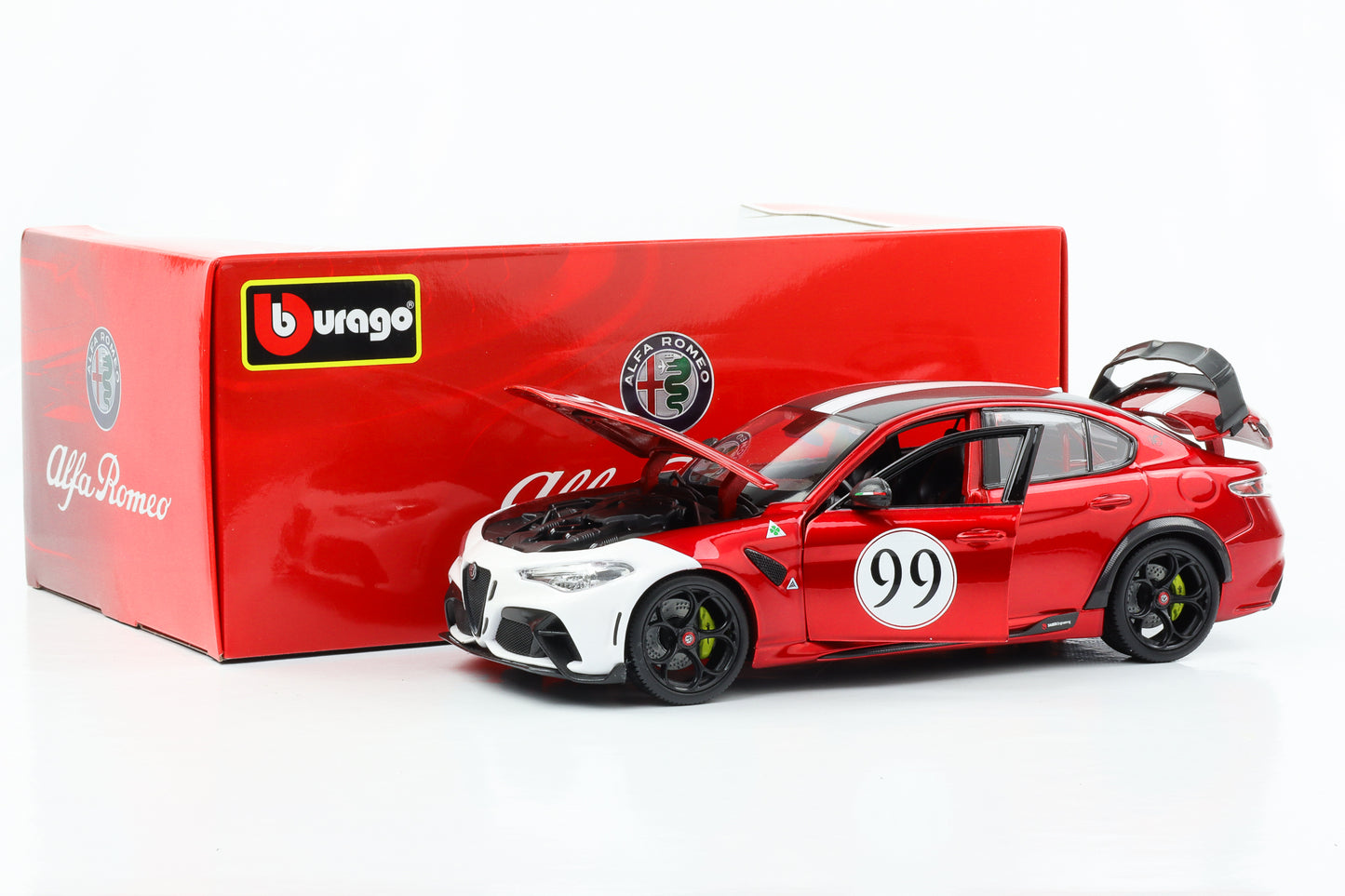 1:18 BBURAGO Alfa Romeo Giulia GTAm 2020 Racing #99 rot metallic
