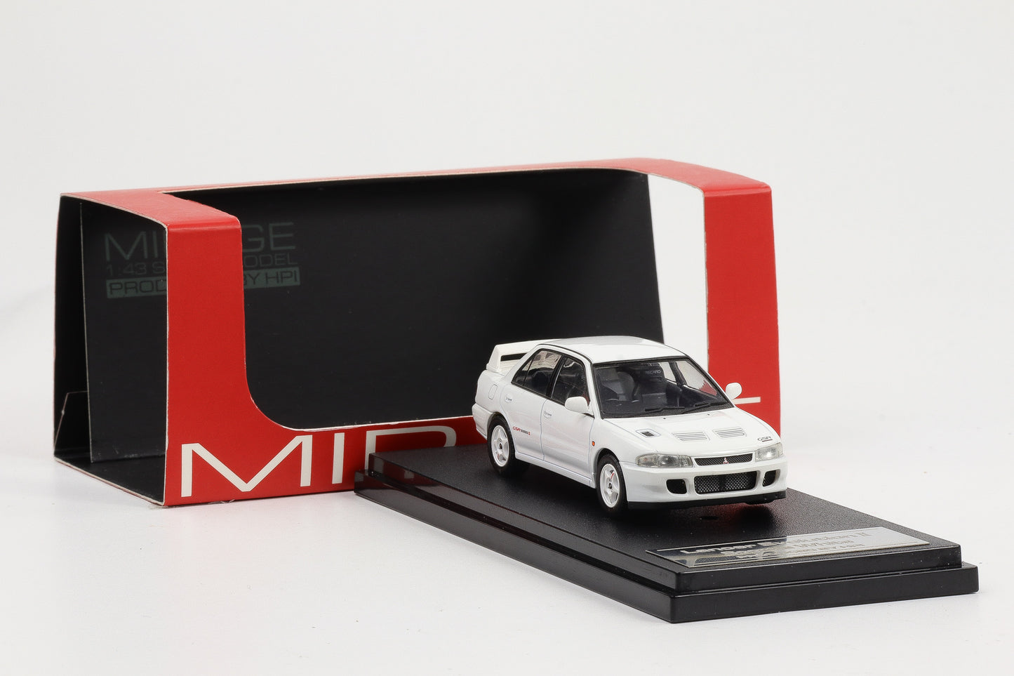 1:43 Mirage Produced by HPI Mitsubishi Lancer Evolution II Scortia-white