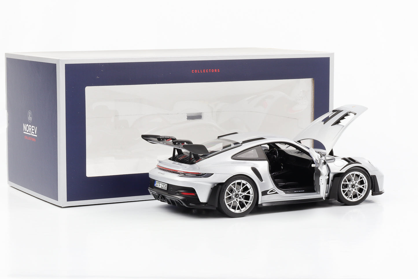 1:18 Porsche 911 992 II GT3 RS 2022 GT Silbermetallic mit Felgen in silber Norev 187357