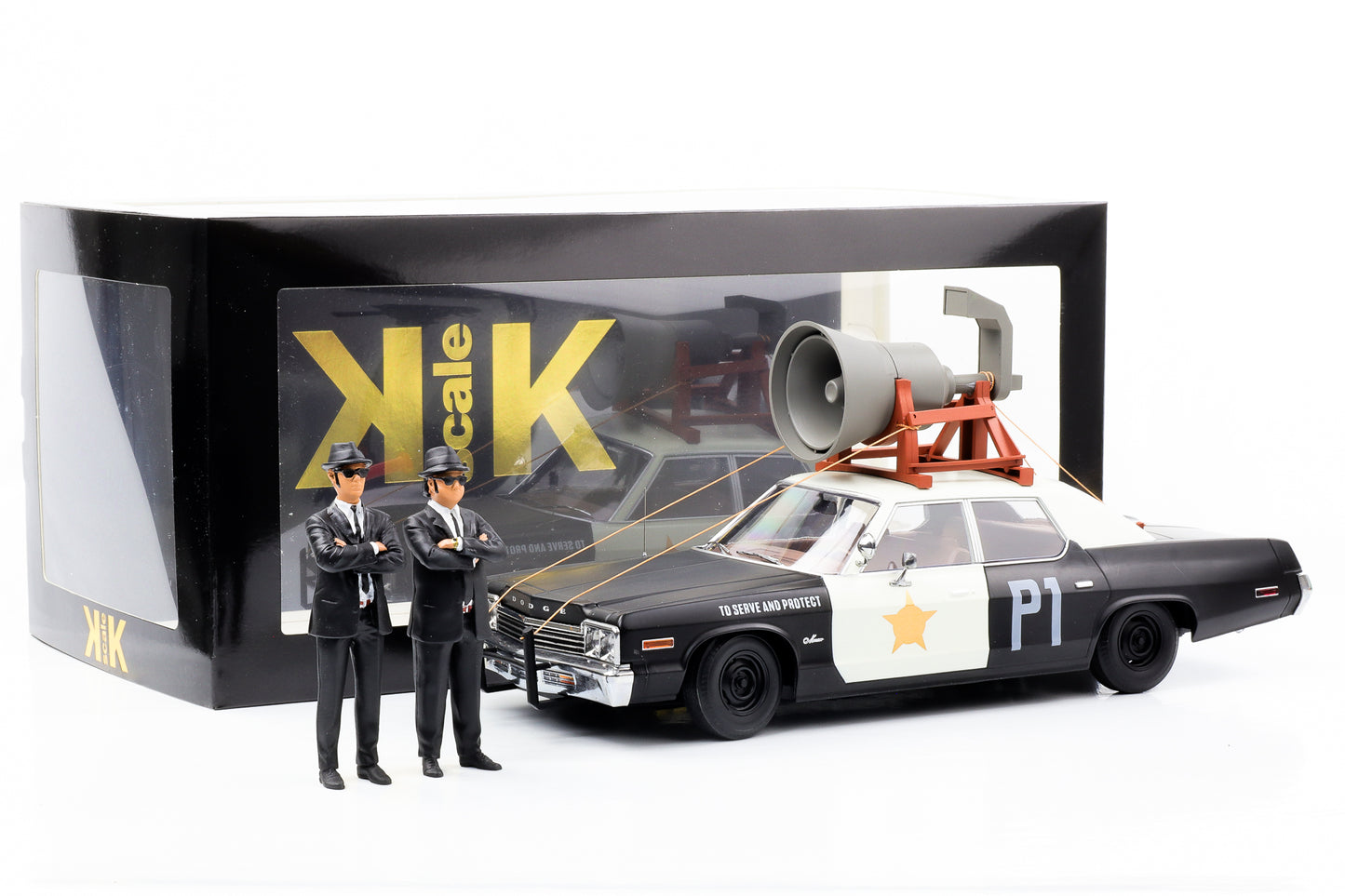 1:18 Dodge Monaco 1974 Bluesmobile mit 2 Figuren Blues Brothers KK