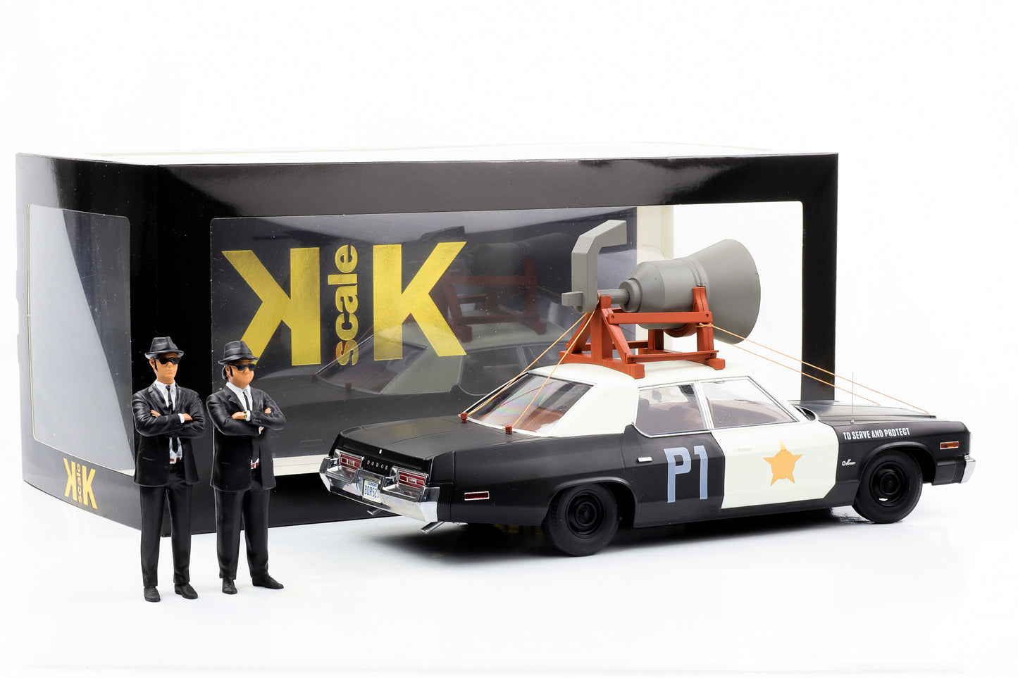1:18 Dodge Monaco 1974 Bluesmobile mit 2 Figuren Blues Brothers KK