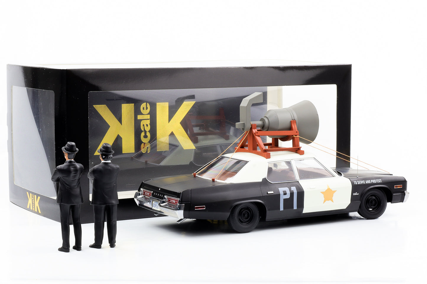 1:18 Dodge Monaco 1974 Bluesmobile mit 2 Figuren Blues Brothers KK