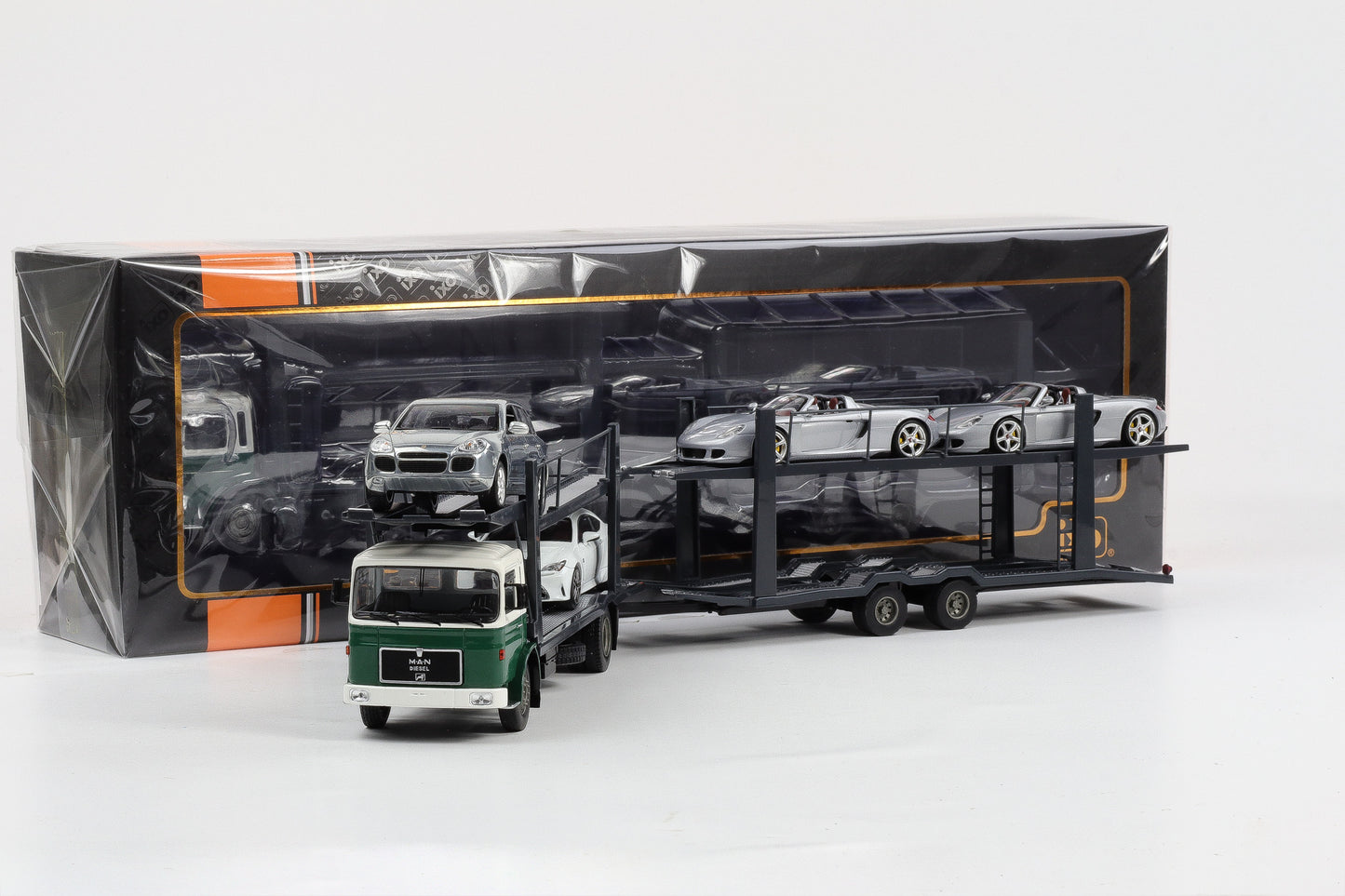1:43 IXO MAN LKW 1976 Autotransporter mit Anhänger (ohne Fahrzeuge)