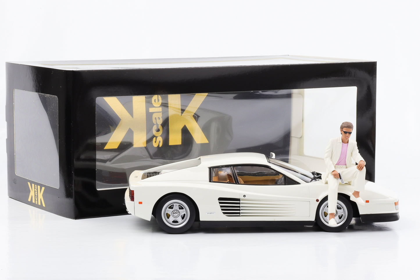 1:18 Ferrari Testarossa Monospecchio US-Version 1984 mit Figur Sonny Miami Vice Movie KK-Scale