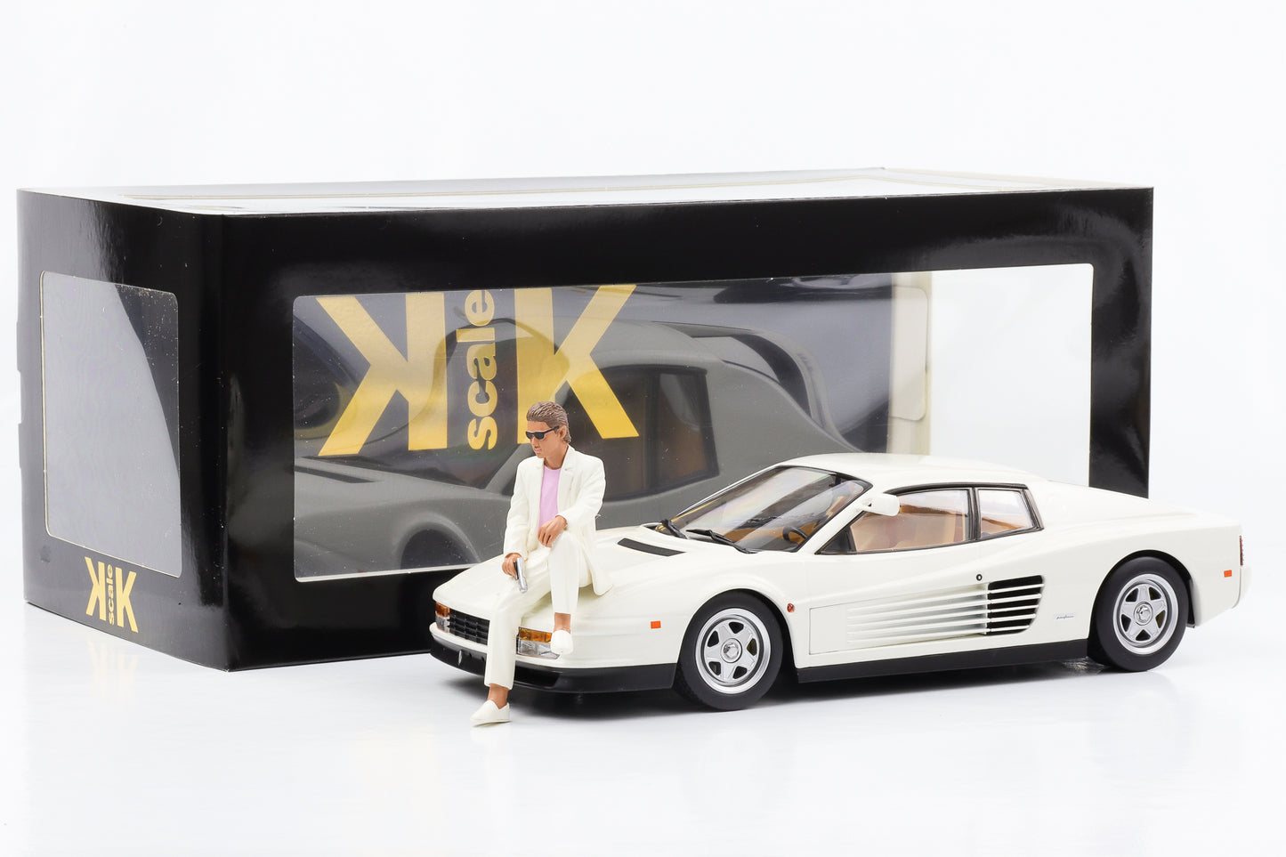 1:18 Ferrari Testarossa Monospecchio US-Version 1984 mit Figur Sonny Miami Vice Movie KK-Scale
