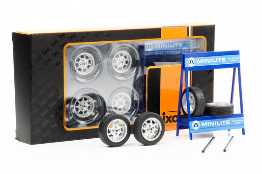 1:18 4 Felgen Radsatz Minilite Set 24 mm silber 34 mm mit Reifen IXO