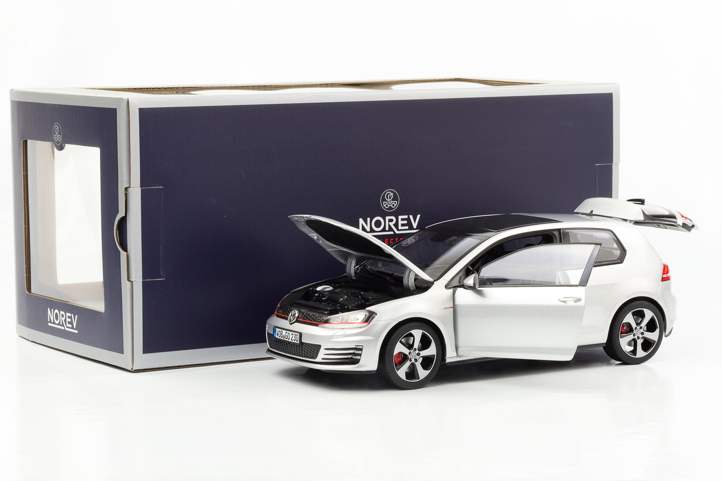 1:18 VW Golf VII GTI 2013 reflex-silber Norev full opening