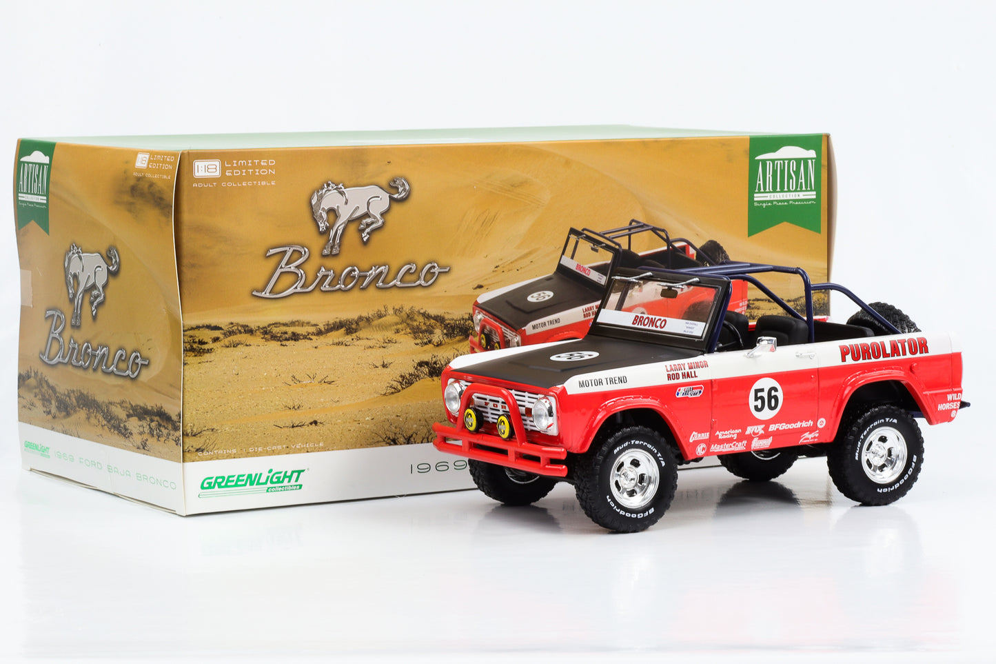 1:18 Ford Baja Bronco 1969 #56 Purolator Tribute Edition Greenlight