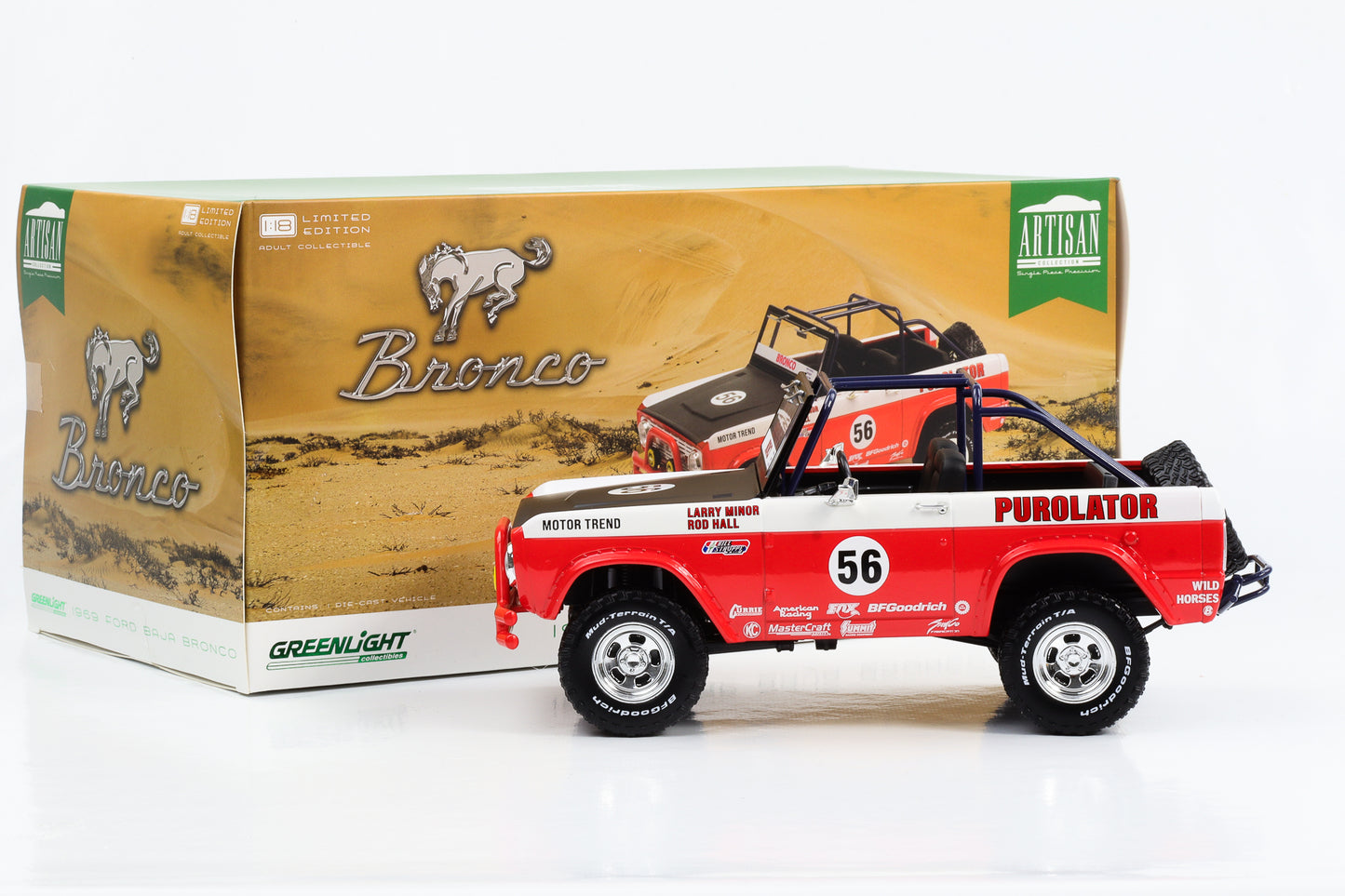 1:18 Ford Baja Bronco 1969 #56 Purolator Tribute Edition Greenlight