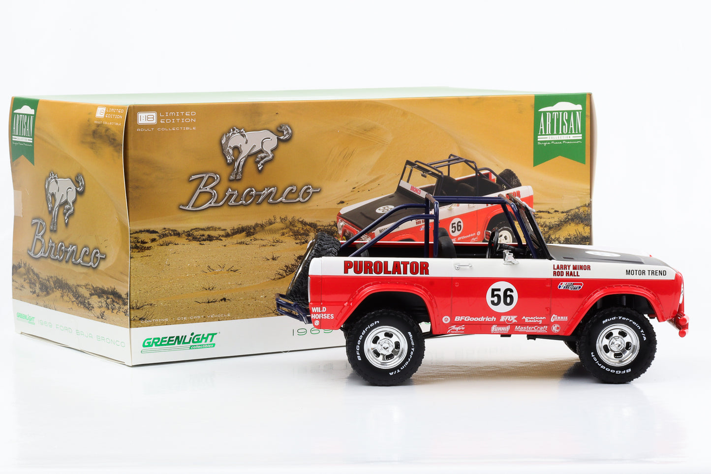 1:18 Ford Baja Bronco 1969 #56 Purolator Tribute Edition Greenlight