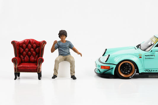1:18 American Diorama Figur RWB Akira Nakai-san mit Sessel Rauh-Welt Begriff