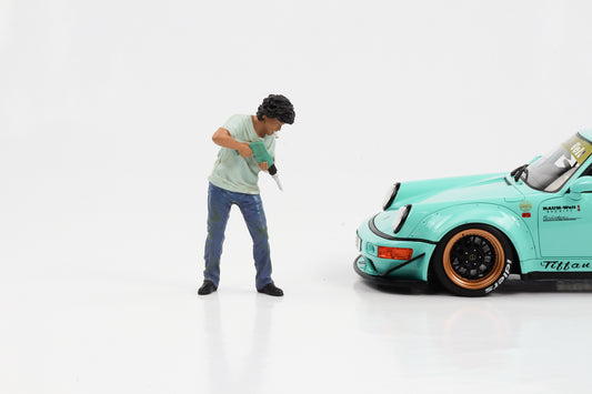 1:18 American Diorama Figur RWB Akira Nakai-san mit Bohrer Rauh-Welt Begriff