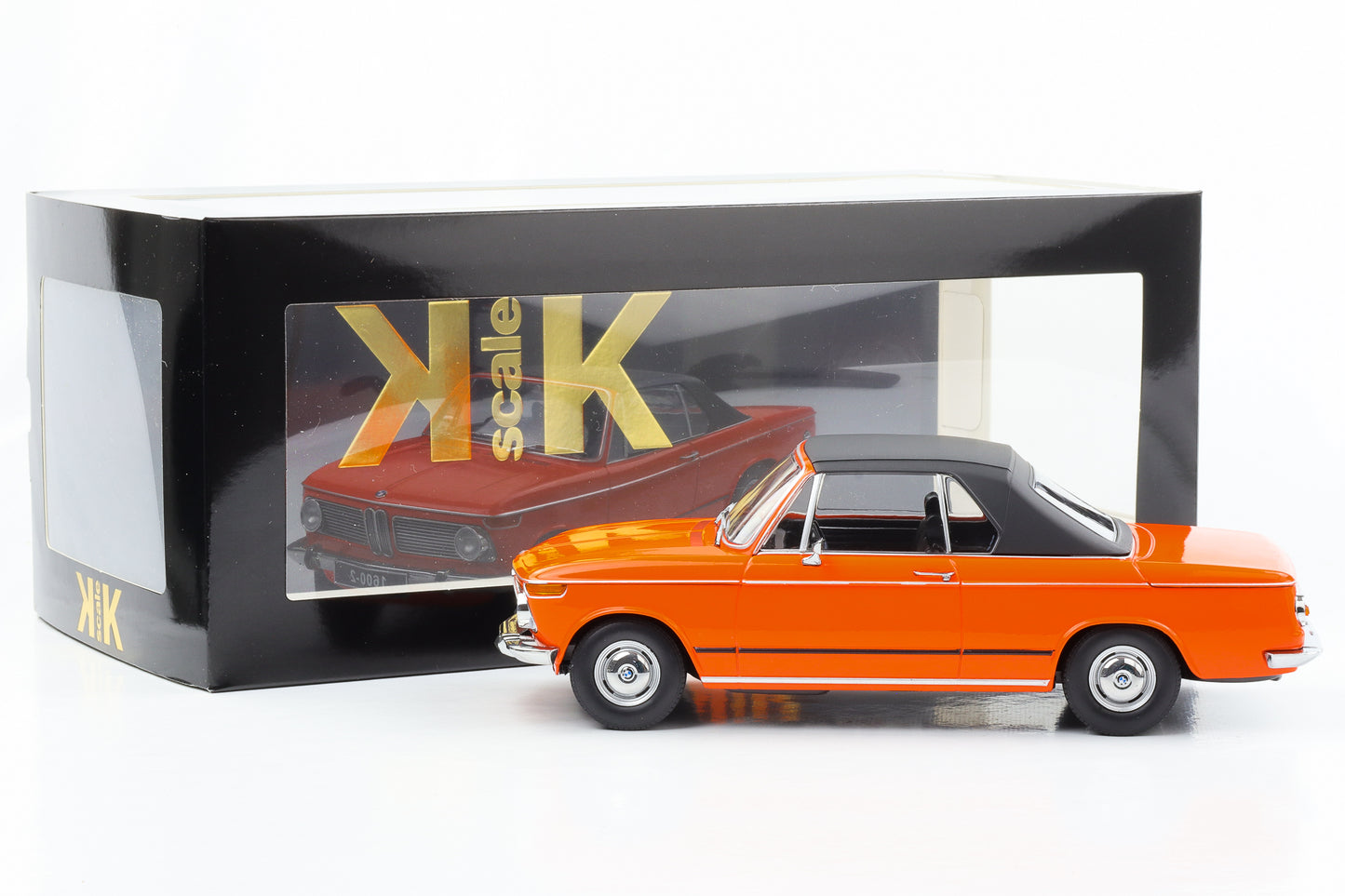 1:18 BMW 1600-2 Cabriolet 1968 Dach abnehmbar orange KK-Scale diecast