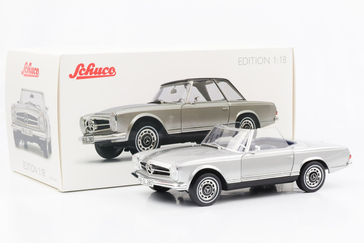 1:18 Mercedes-Benz 280 SL Pagode W113 1968 silber mit Hardtop Schuco
