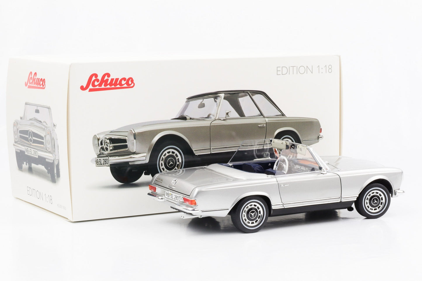 1:18 Mercedes-Benz 280 SL Pagode W113 1968 silber mit Hardtop Schuco