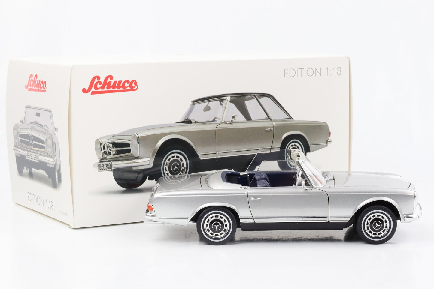 1:18 Mercedes-Benz 280 SL Pagode W113 1968 silber mit Hardtop Schuco
