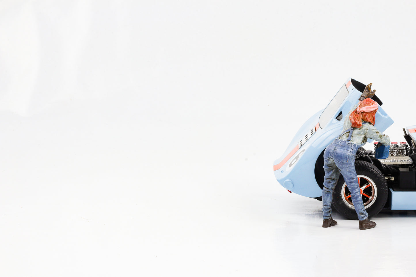 1:18 Figur Mechaniker Frau Jacky Öl auffüllen American Diorama Figuren II