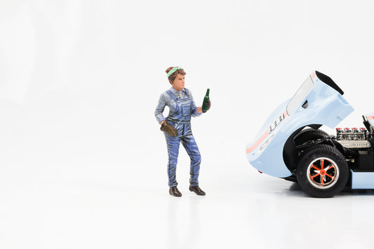 1:18 Figur Mechaniker Frau Alaine Bierflasche American Diorama Figuren IV