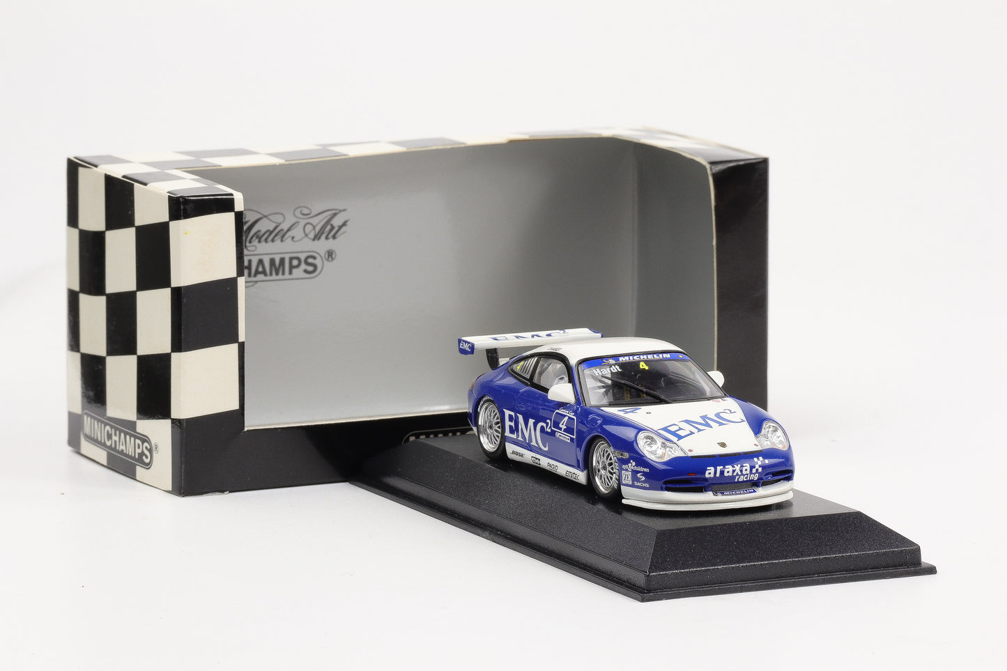 1:43 Minichamps Porsche 911 GT3 Carrera Cup 2004 EMC Araxa Racing #4 Hardt