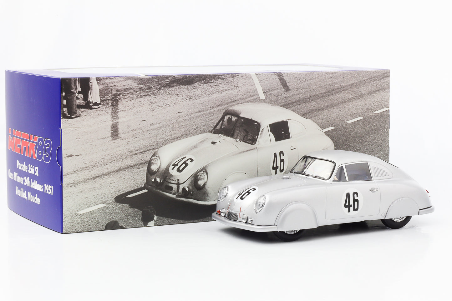 1:18 Porsche 356 SL #46 Veuillet, Mouche Class Winner 24h LeMans 1951 WERK83 diecast