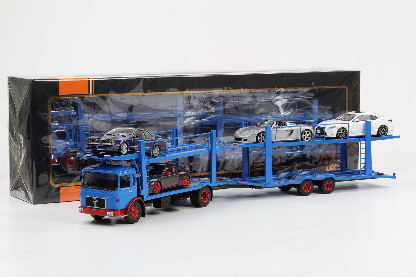 1:43 IXO MAN F7 LKW 1970 Autotransporter mit Anhänger (ohne Fahrzeuge)