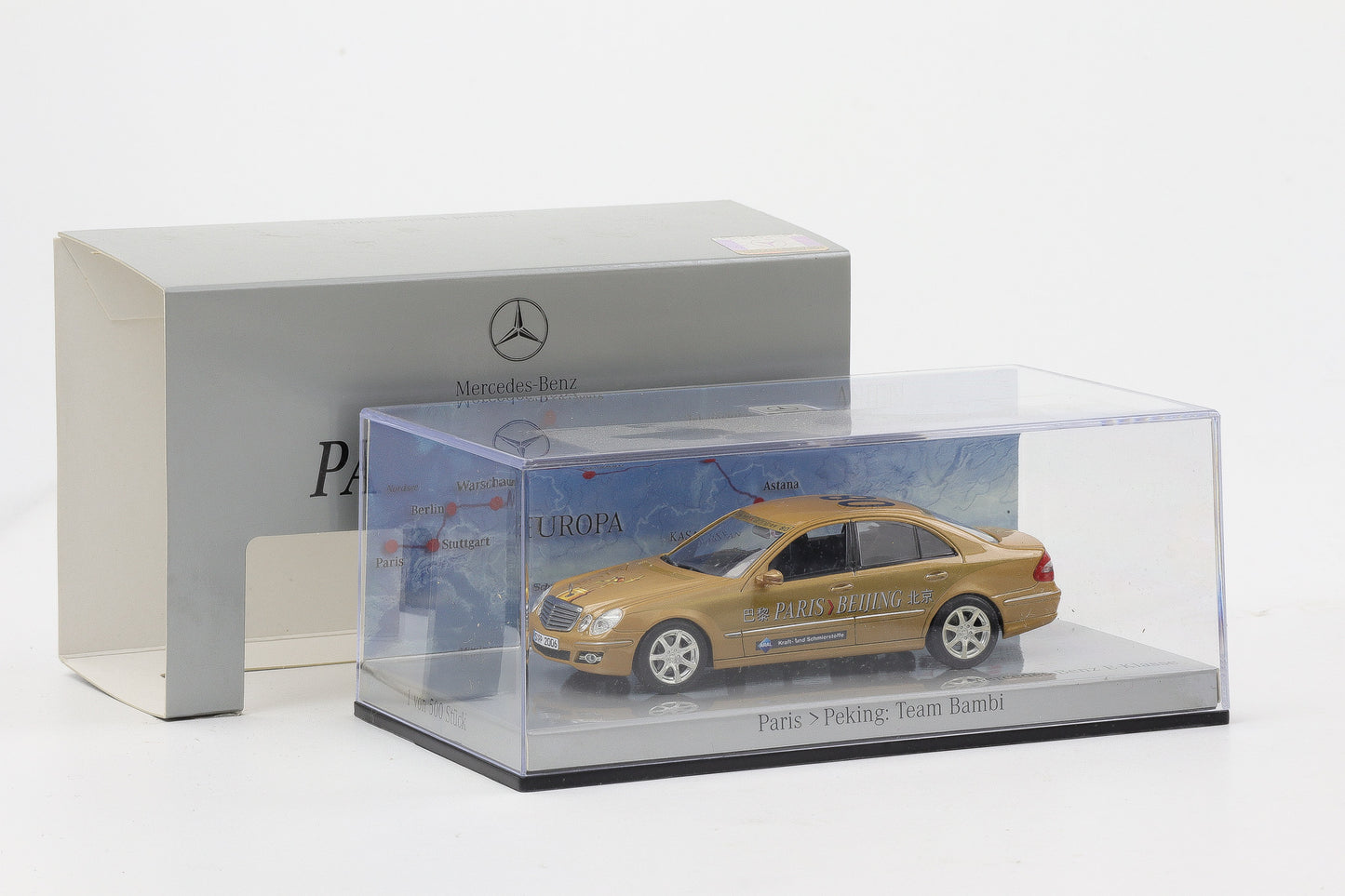 1:43 Minichamps Mercedes-Benz E-Klasse Rally Paris - Peking Team Bambi