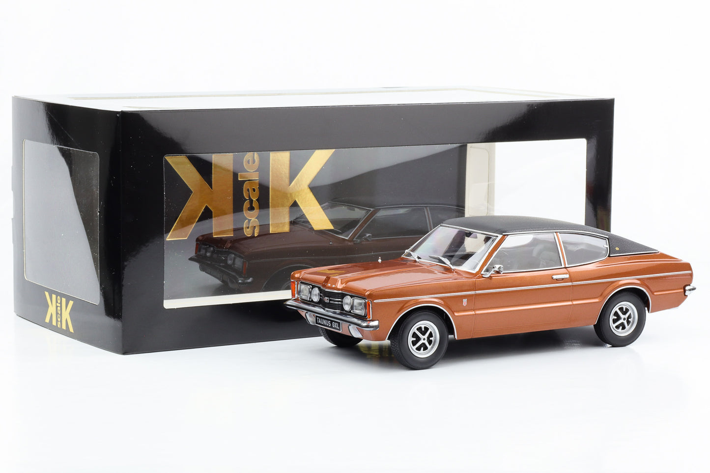 1:18 Ford Taunus GXL Coupe mit Vinyldach 1971 braunmetallic 1:18 KK-Scale