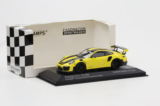 1:43 Minichamps Porsche 911 991.2 GT2RS Weissach-Package 2018 gelb / schwarze Felgen