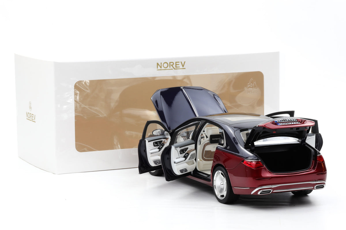 1:18 Norev Mercedes Maybach S 680 4MATIC (Z223) 2021 Nautical Blue Patagonia Red