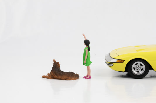1:18 American Diorama Figur Kind Familie mit Hund Figuren Set