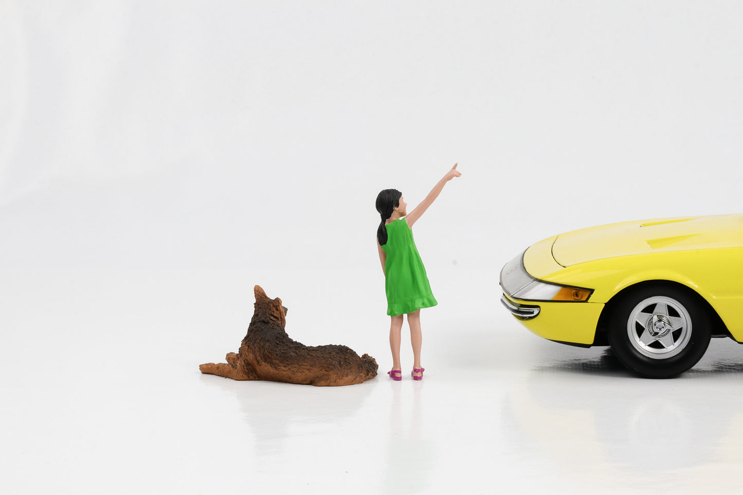 1:18 American Diorama Figur Kind Familie mit Hund Figuren Set