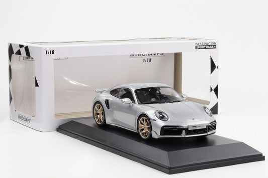 1:18 Minichamps Porsche 911 992 Turbo S Coupe Sport Design 2024 silber 300 pcs