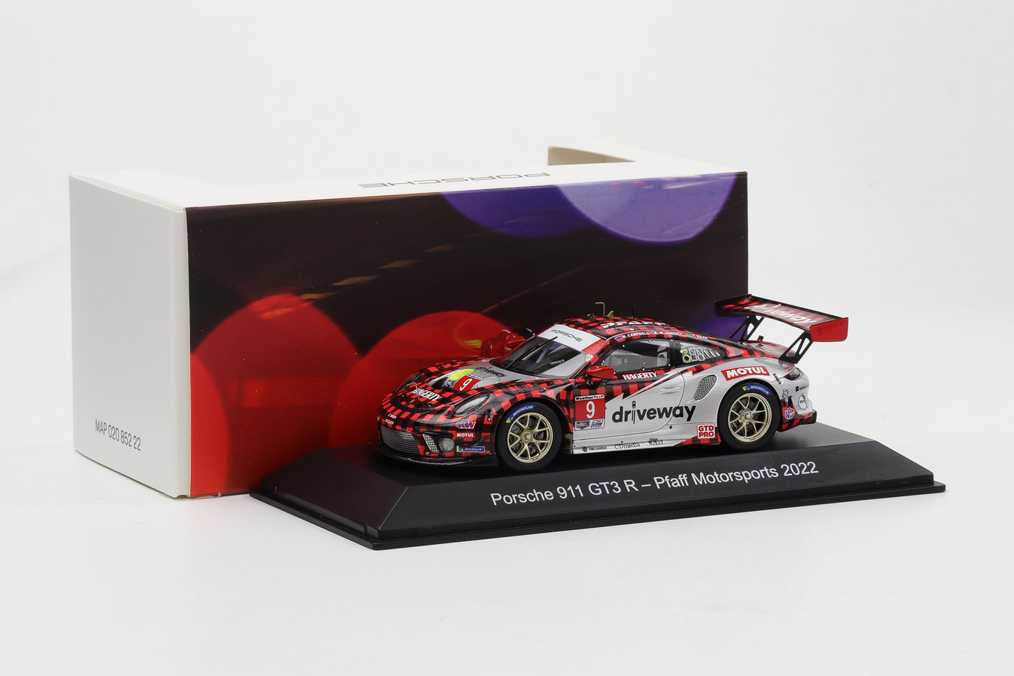 1:43 Spark Porsche 911 GT3 R Nr 9 IMSA 2022 Pfaff Motorsports MAP Museum
